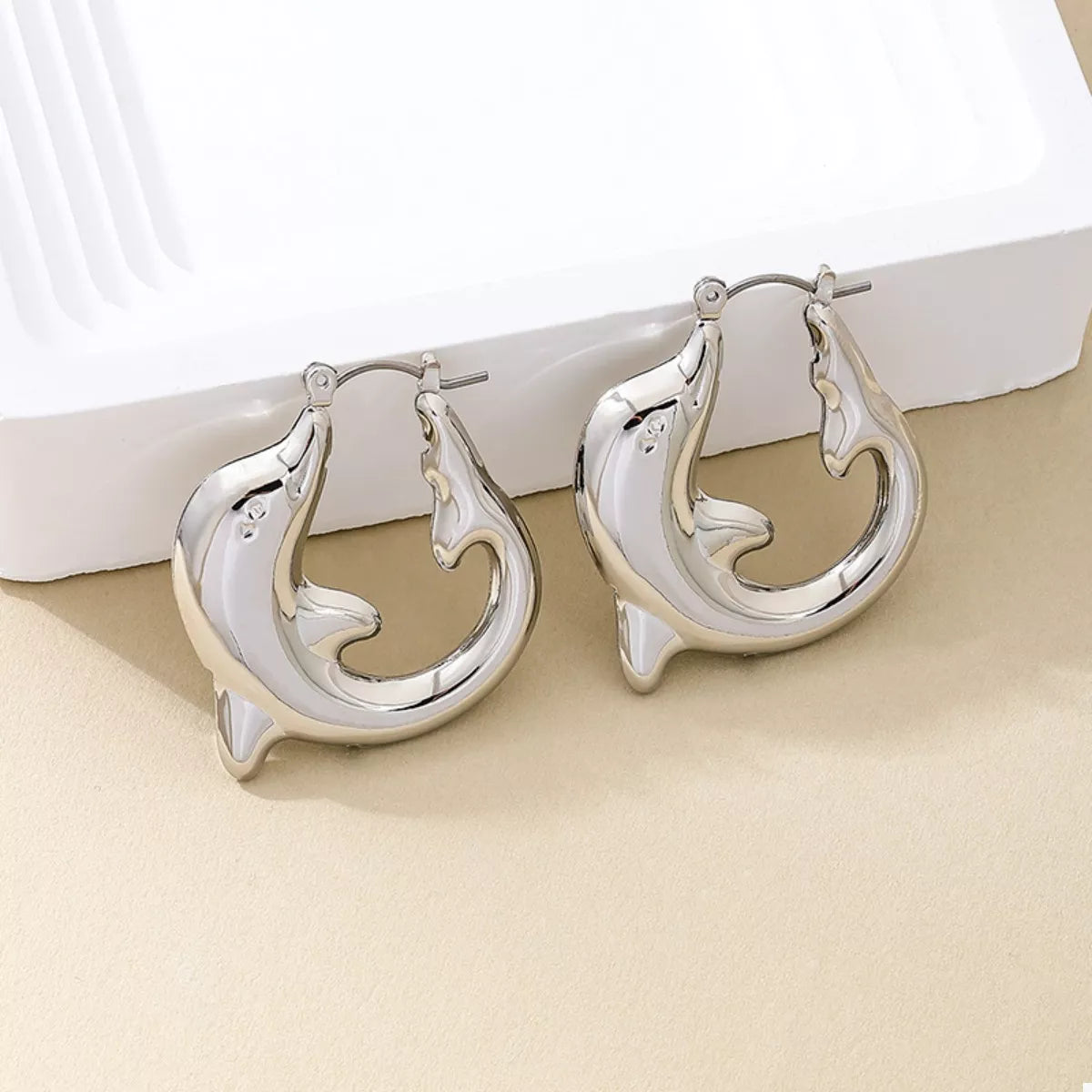 Fashorio 18K Gold-Plated Dolphin Hoop Earrings