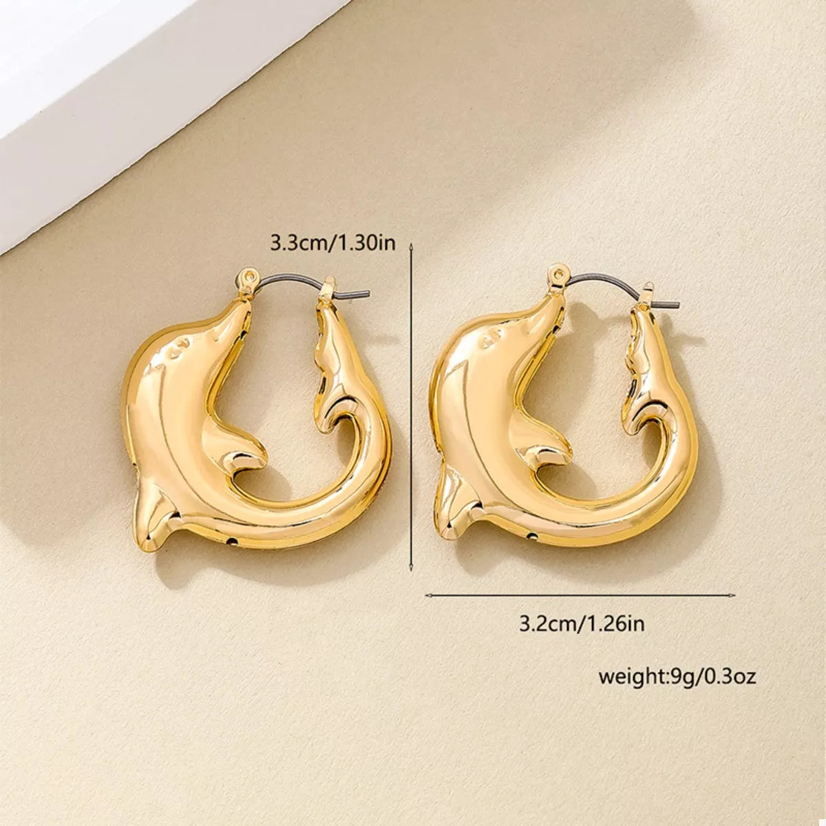 Fashorio 18K Gold-Plated Dolphin Hoop Earrings