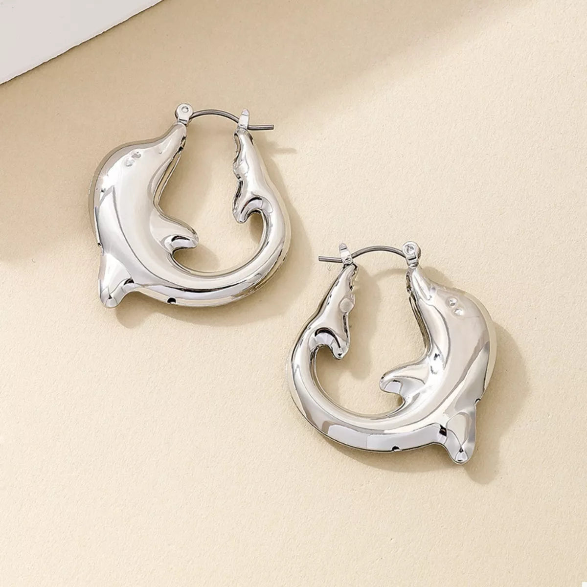 Fashorio 18K Gold-Plated Dolphin Hoop Earrings
