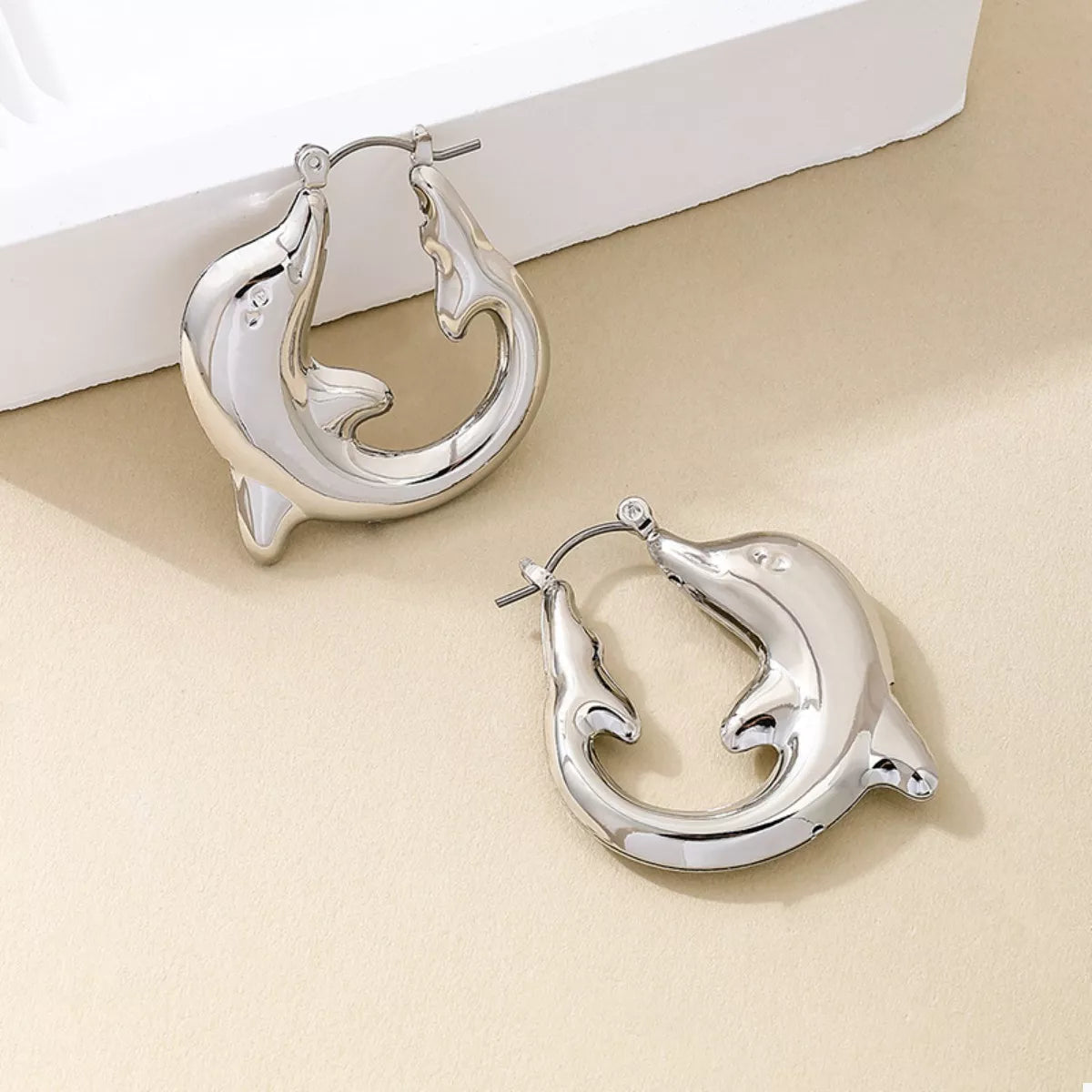 Fashorio 18K Gold-Plated Dolphin Hoop Earrings