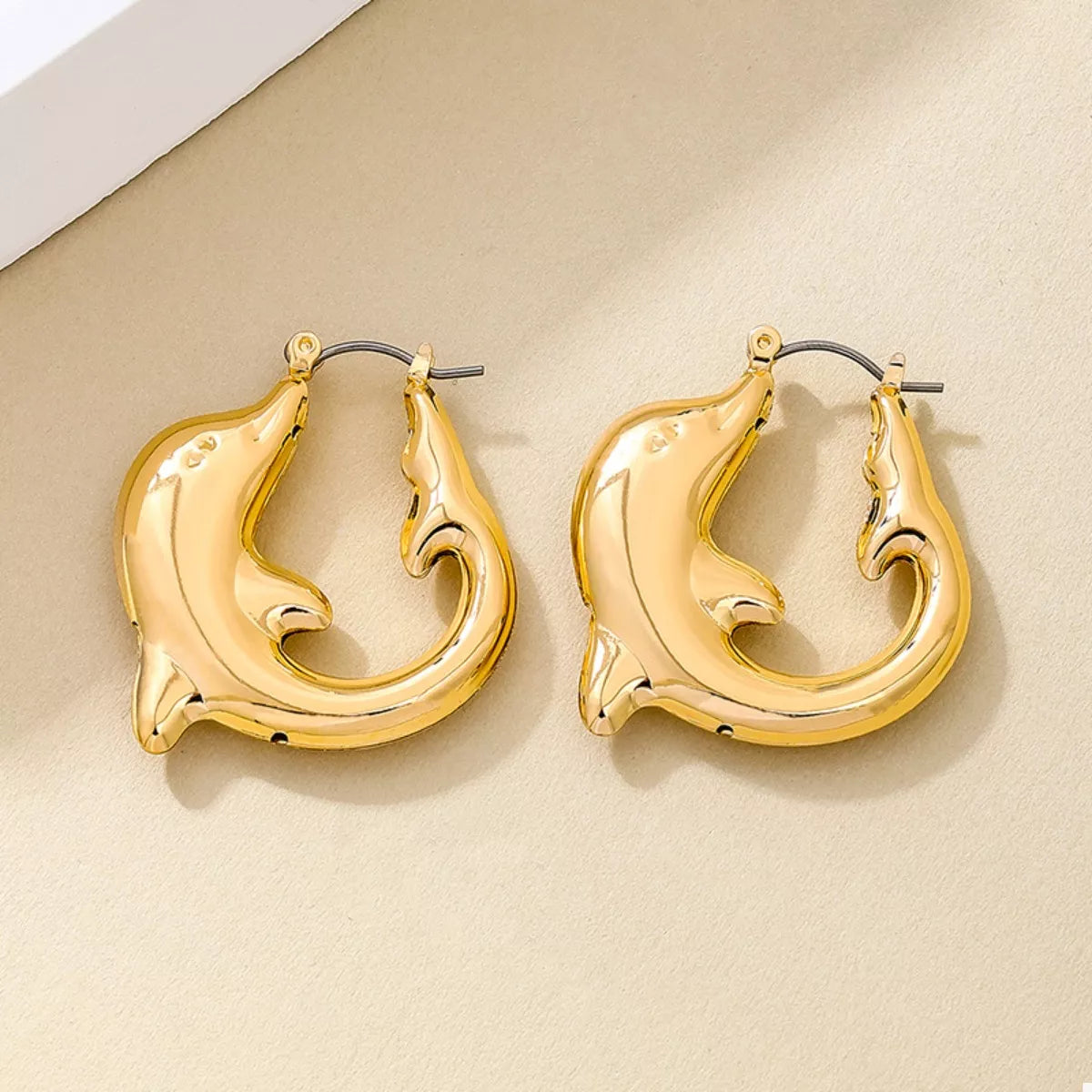 Fashorio 18K Gold-Plated Dolphin Hoop Earrings