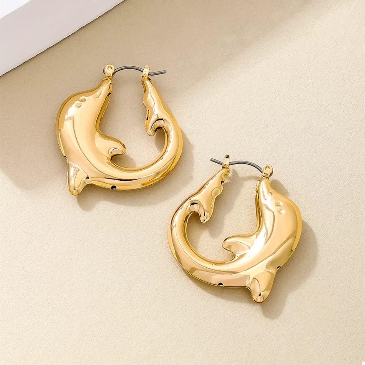 Fashorio 18K Gold-Plated Dolphin Hoop Earrings