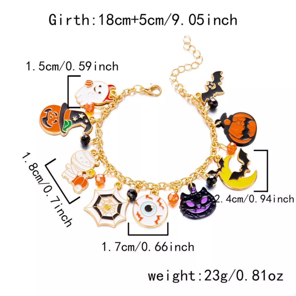 Fashorio 18K Gold-Plated Halloween Charm Bracelet