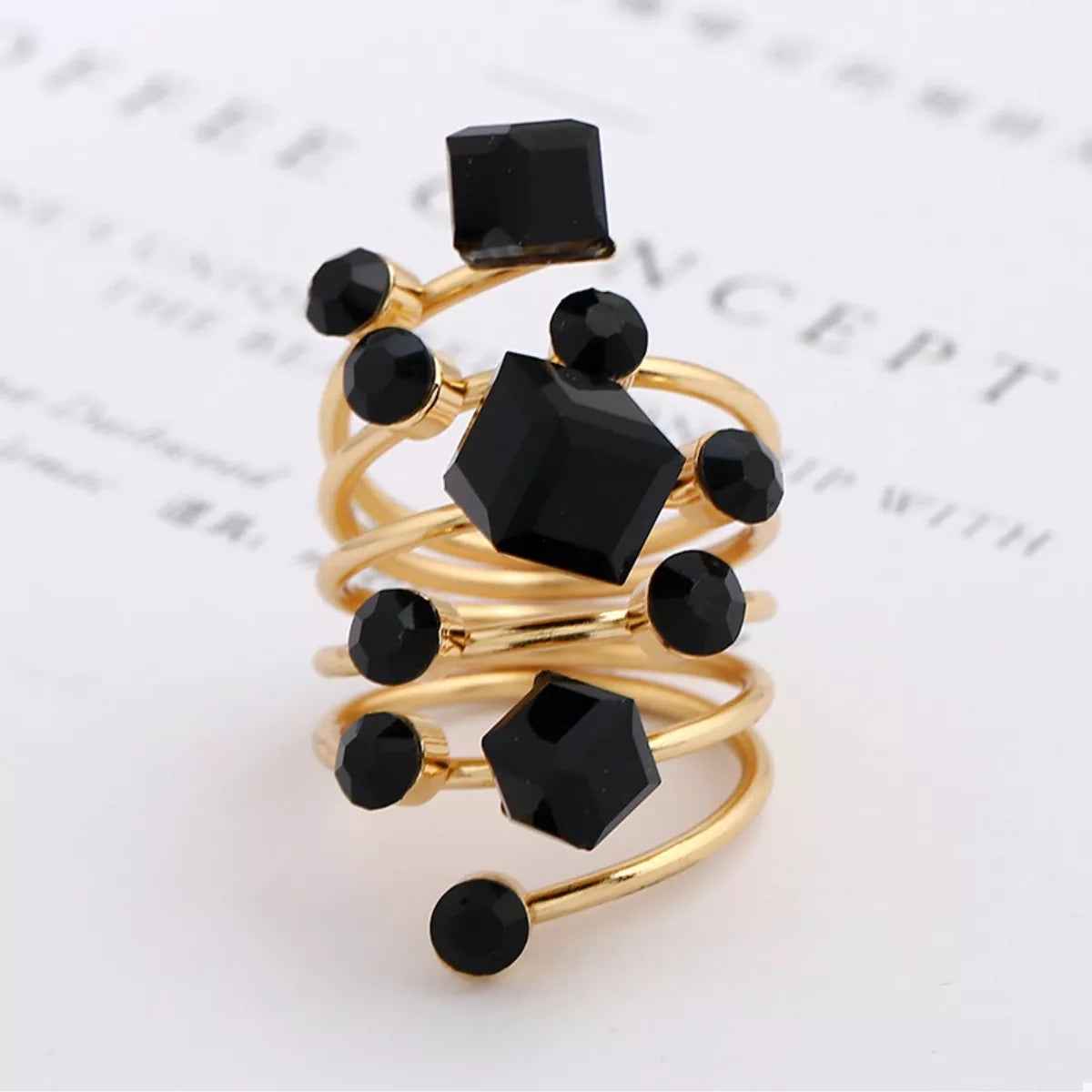 Fashorio 18K Gold-Plated Multi-Layered Ring