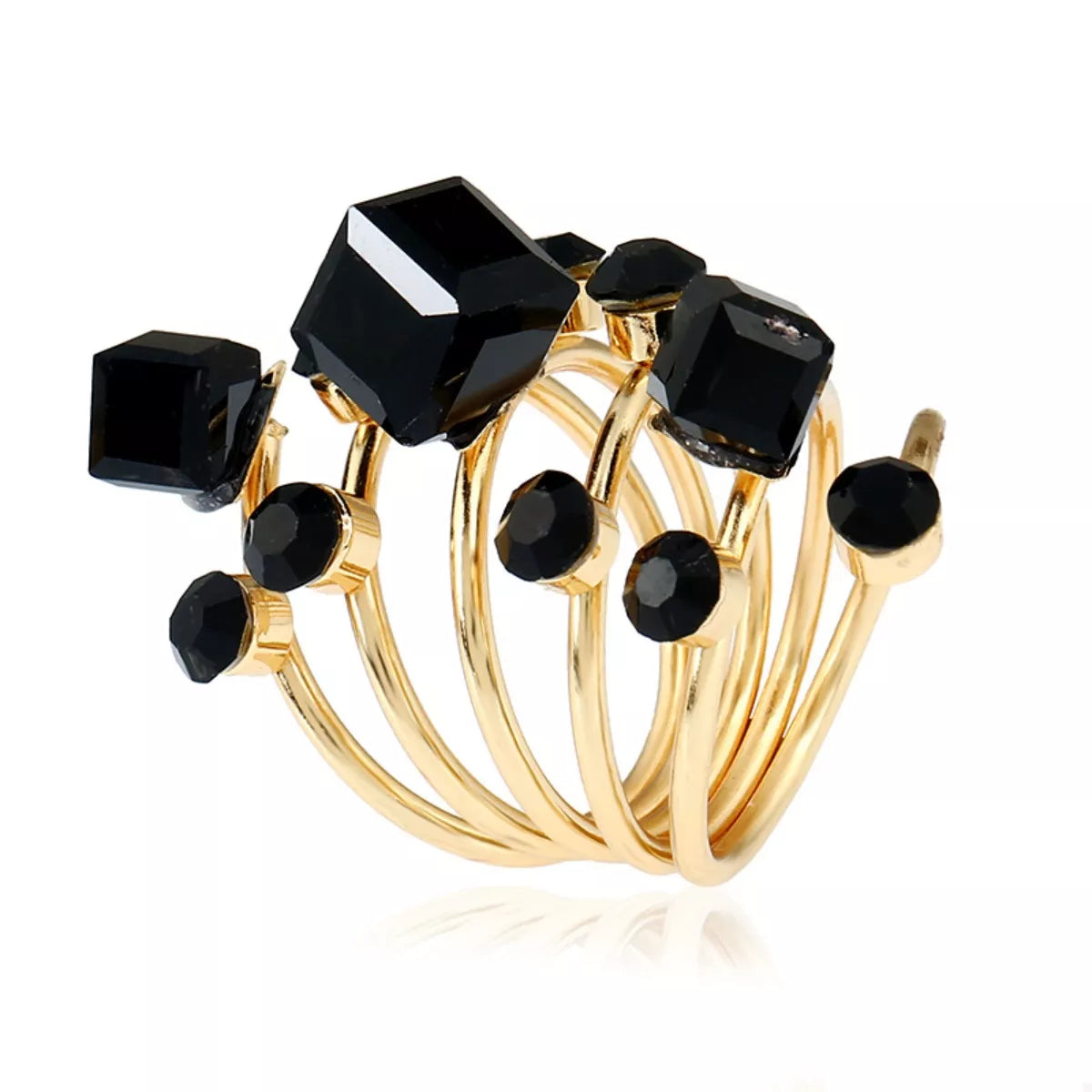Fashorio 18K Gold-Plated Multi-Layered Ring