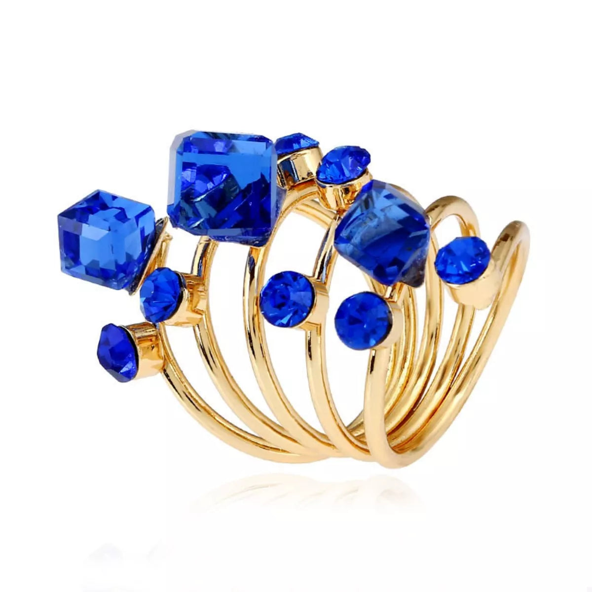 Fashorio 18K Gold-Plated Multi-Layered Ring