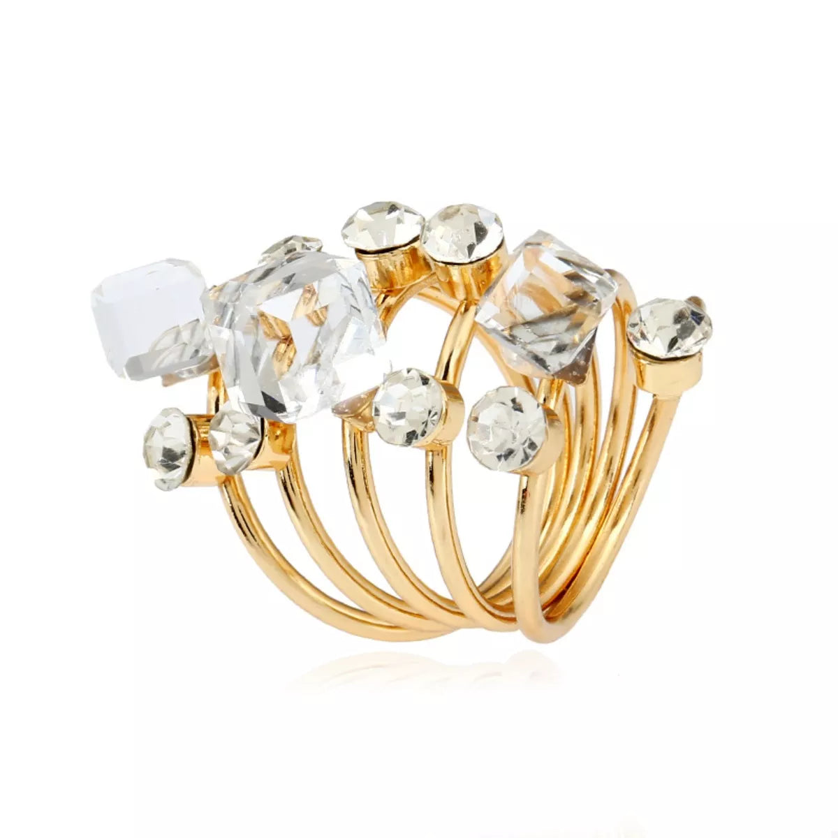 Fashorio 18K Gold-Plated Multi-Layered Ring