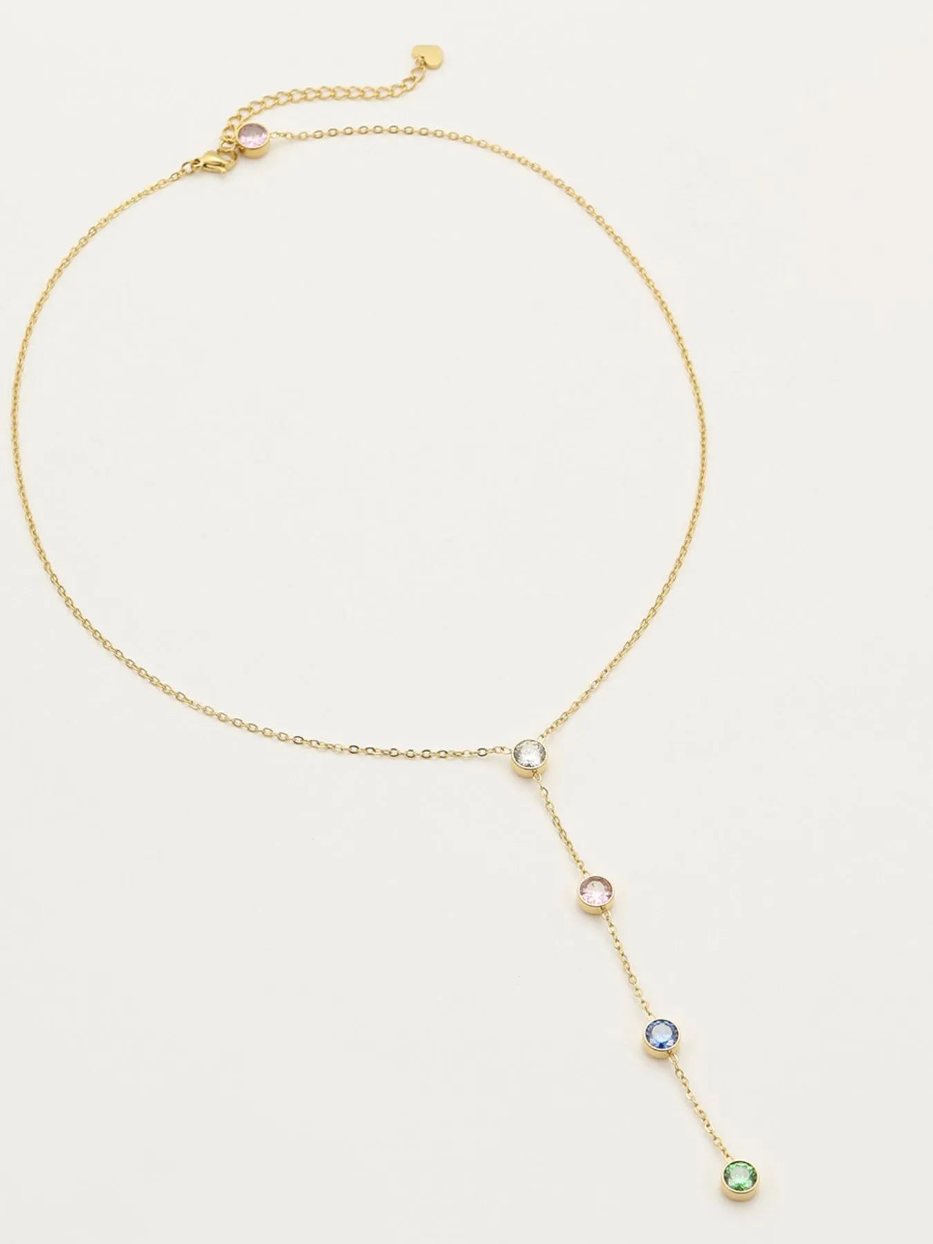 Fashorio 18K Gold-Plated Stainless Steel Zircon Y-Drop Necklace