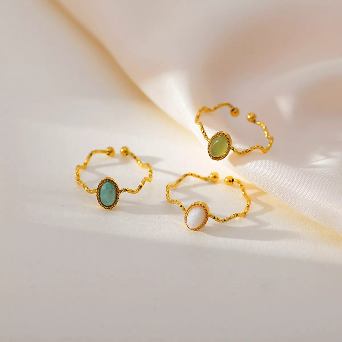 Fashorio 18K Gold-Plated Wave Open Ring