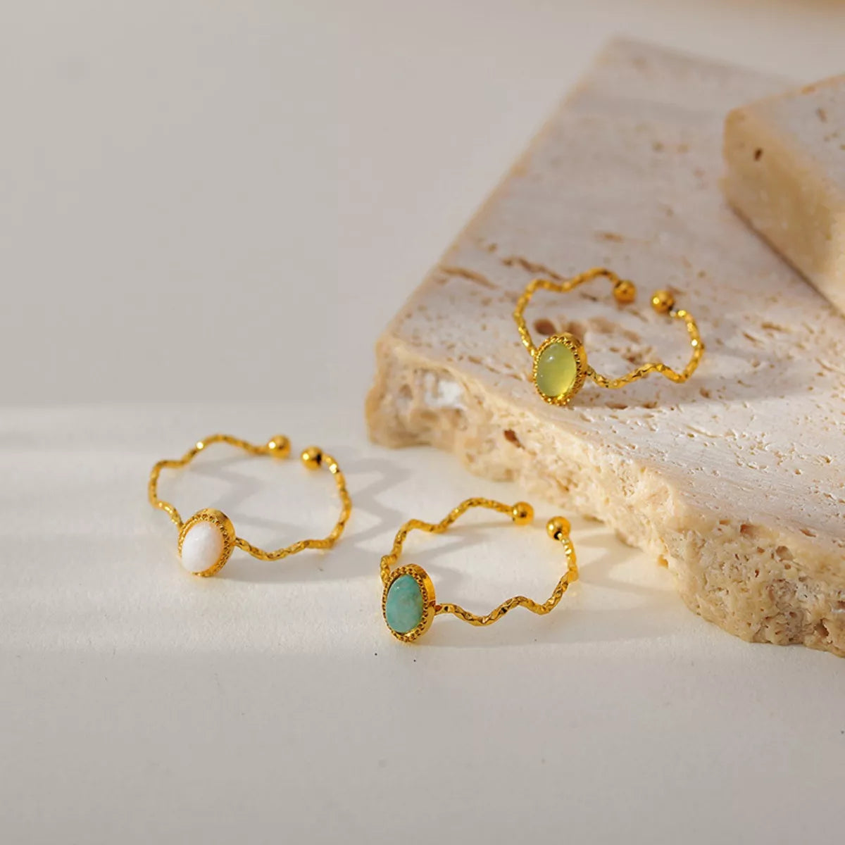 Fashorio 18K Gold-Plated Wave Open Ring