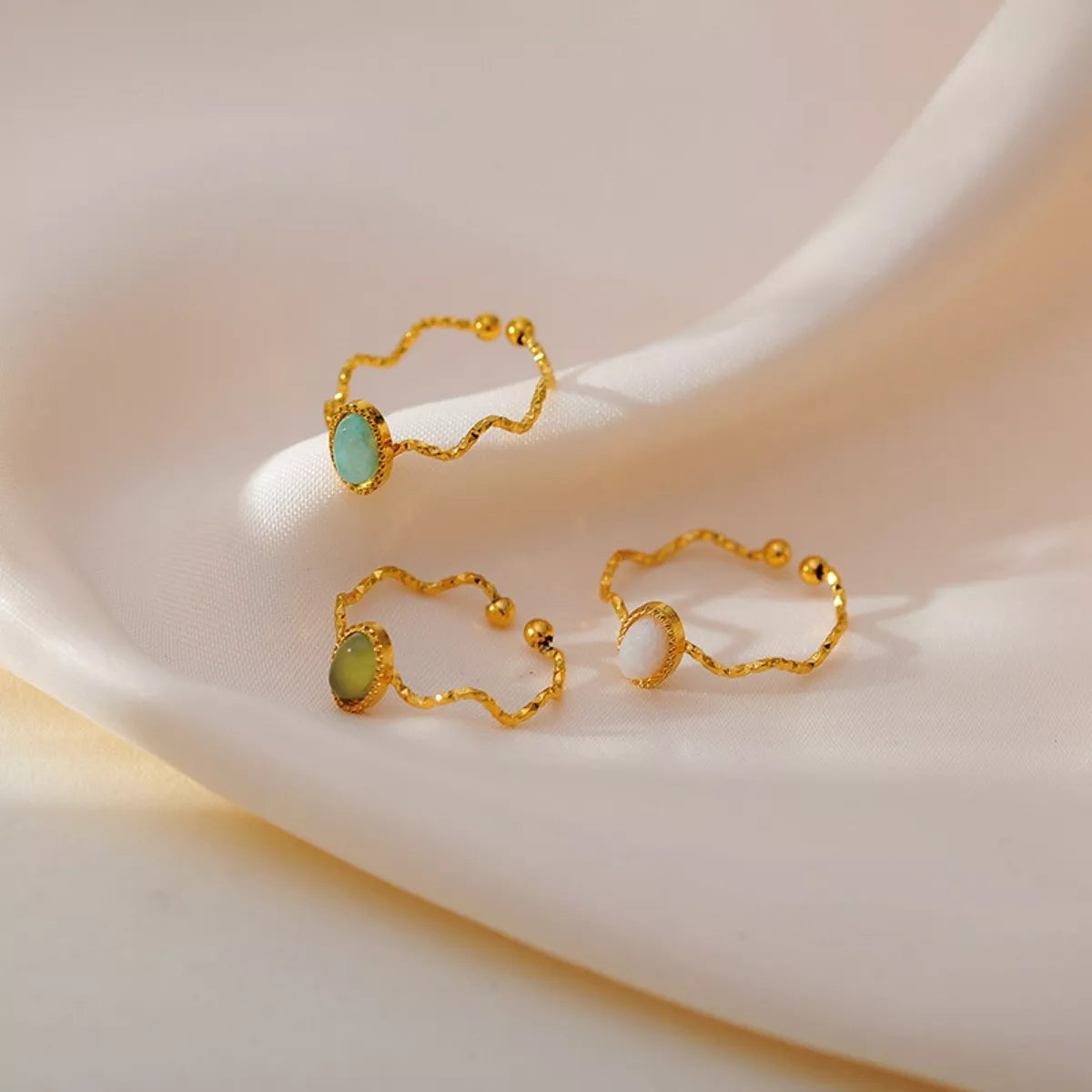 Fashorio 18K Gold-Plated Wave Open Ring