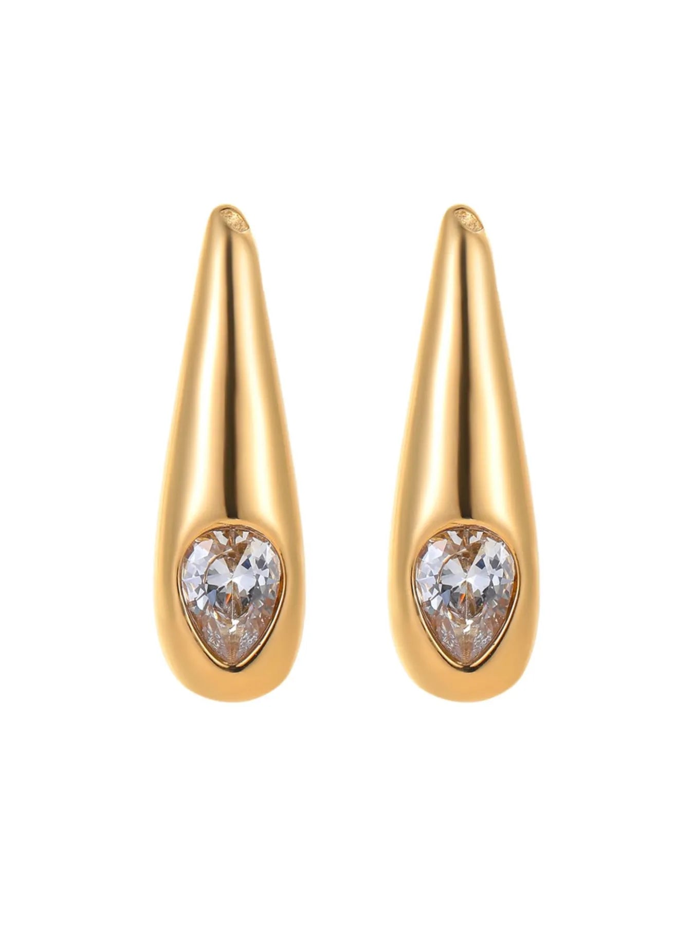 Fashorio 18K Gold-Plated Zircone Teardrop Earrings