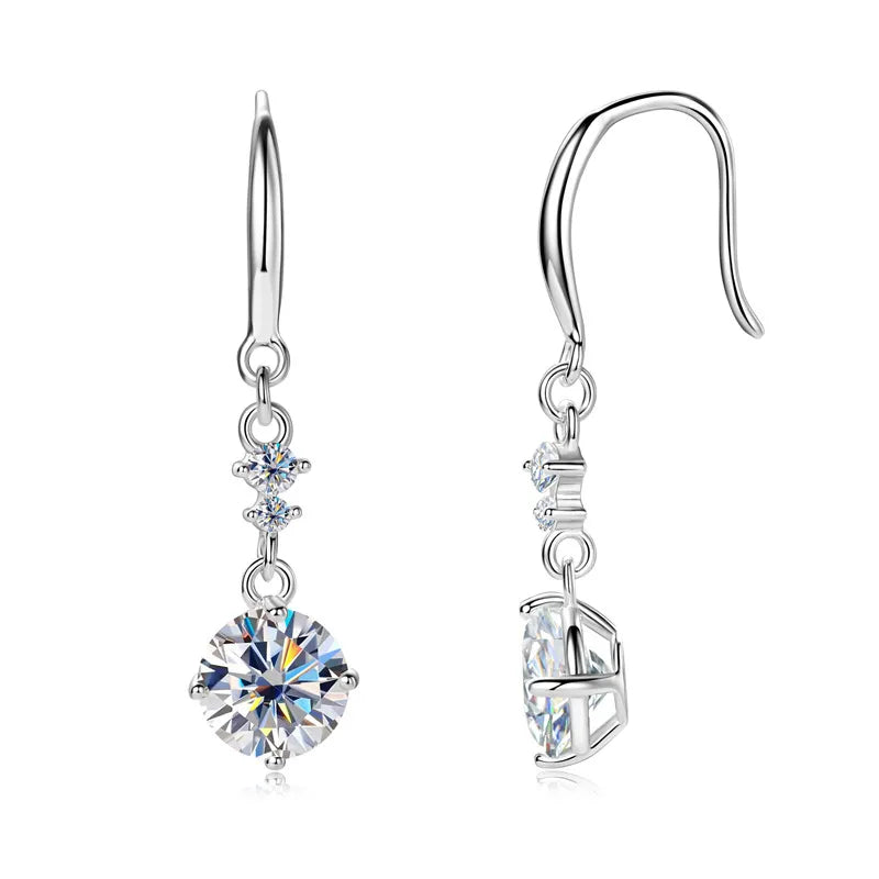 Fashorio 2 Carat Moissanite 925 Sterling Silver Earrings