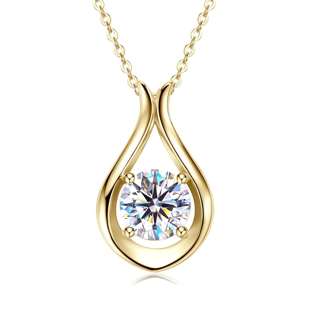 Fashorio 2 Carat Moissanite 925 Sterling Silver Pendant Necklace