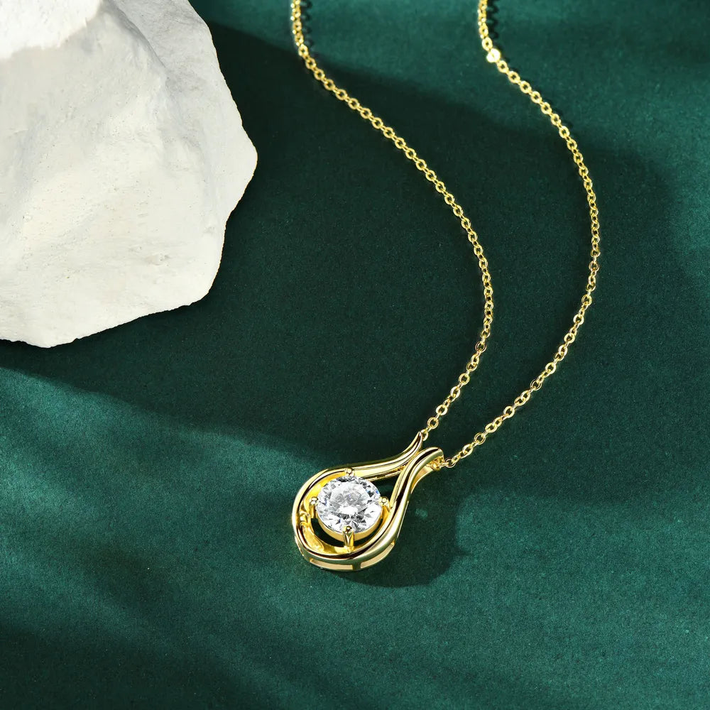 Fashorio 2 Carat Moissanite 925 Sterling Silver Pendant Necklace