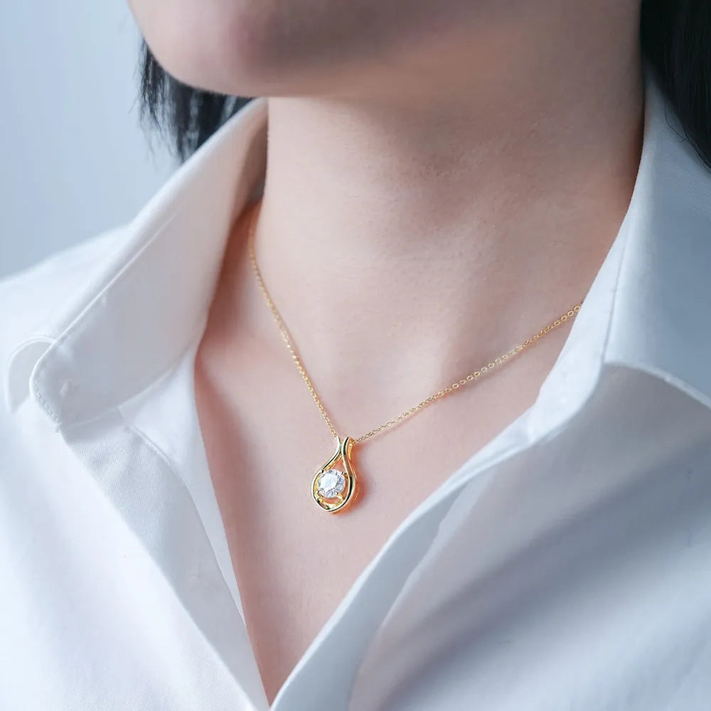 Fashorio 2 Carat Moissanite 925 Sterling Silver Pendant Necklace