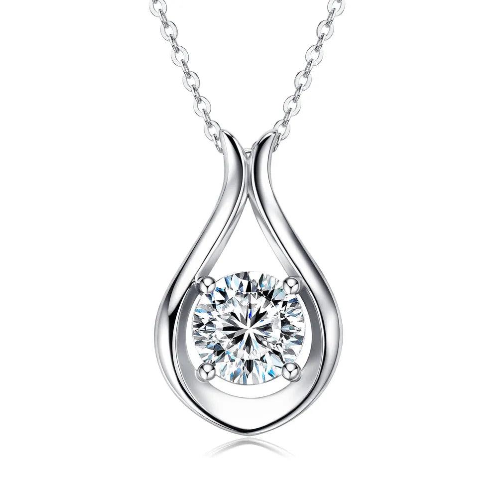 Fashorio 2 Carat Moissanite 925 Sterling Silver Pendant Necklace