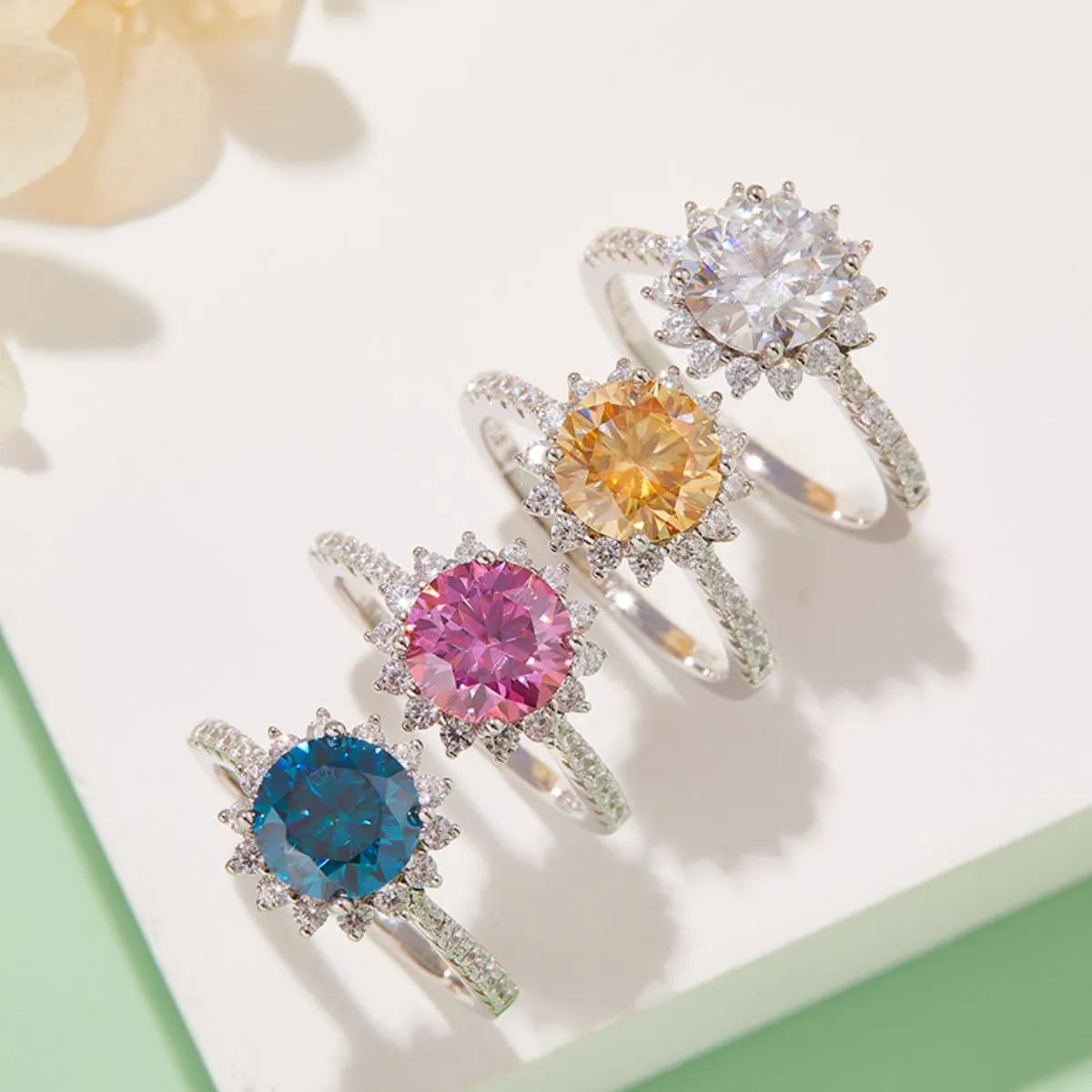 Fashorio 2 Carat Moissanite 925 Sterling Silver Ring