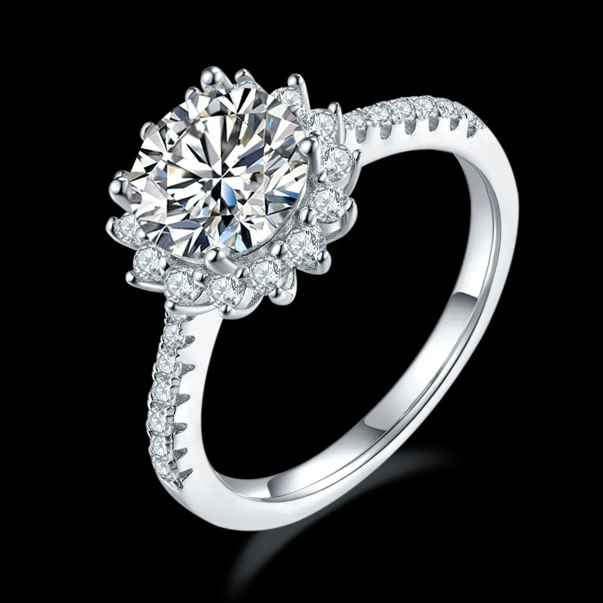 Fashorio 2 Carat Moissanite 925 Sterling Silver Ring