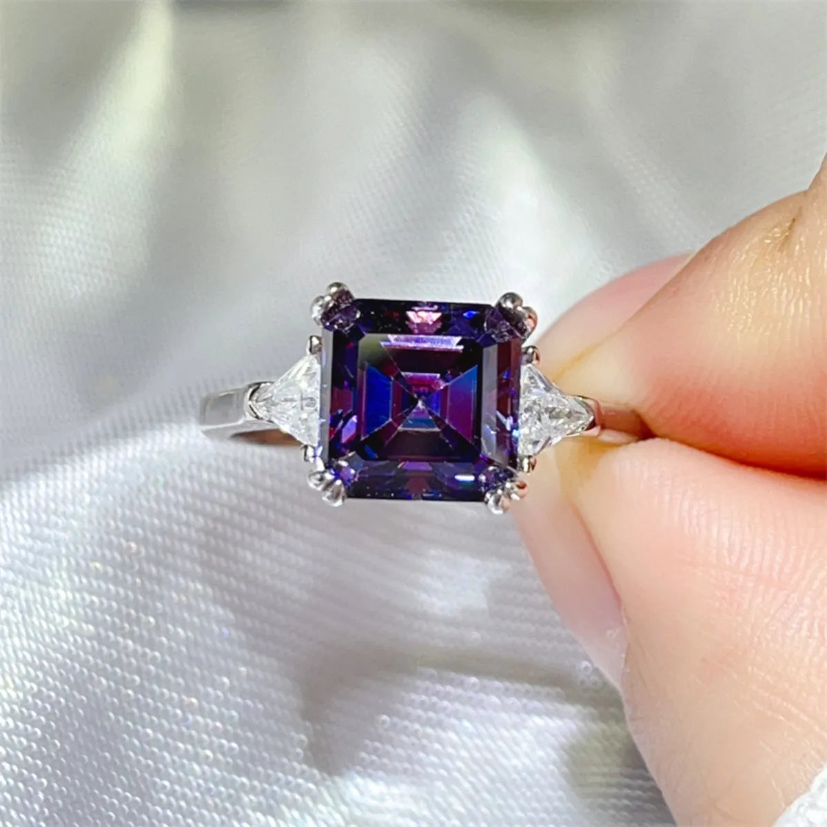 Fashorio 3 Carat Moissanite 925 Sterling Silver Ring