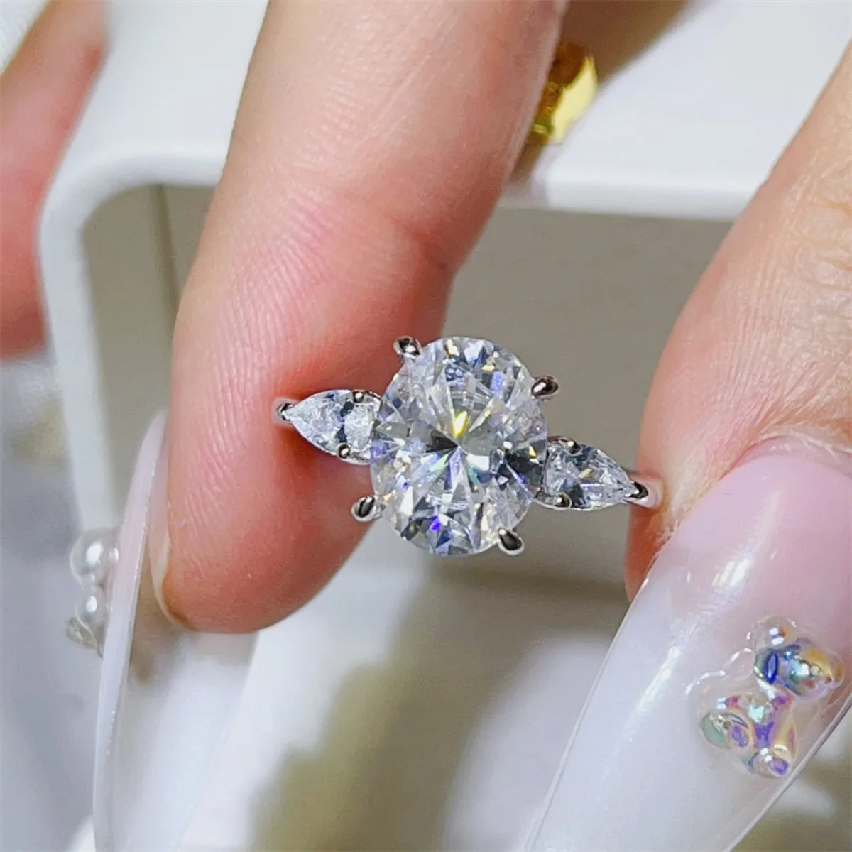 Fashorio 3 Carat Moissanite 925 Sterling Silver Ring