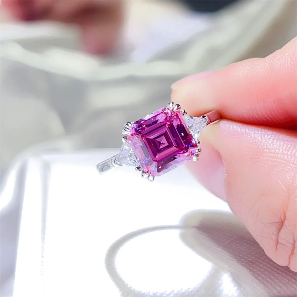 Fashorio 3 Carat Moissanite 925 Sterling Silver Ring