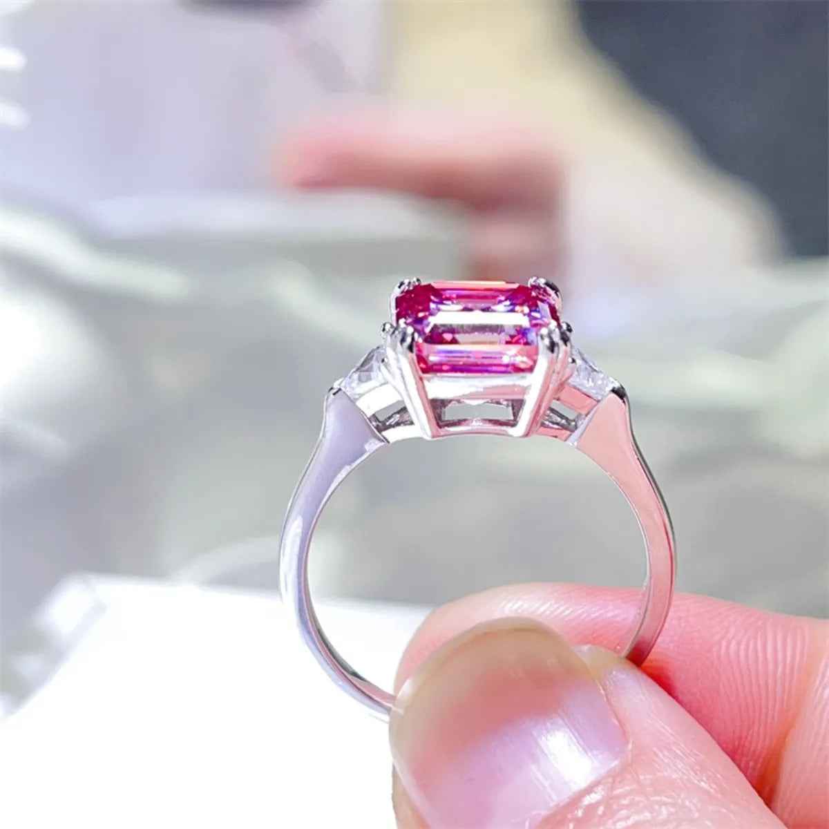 Fashorio 3 Carat Moissanite 925 Sterling Silver Ring