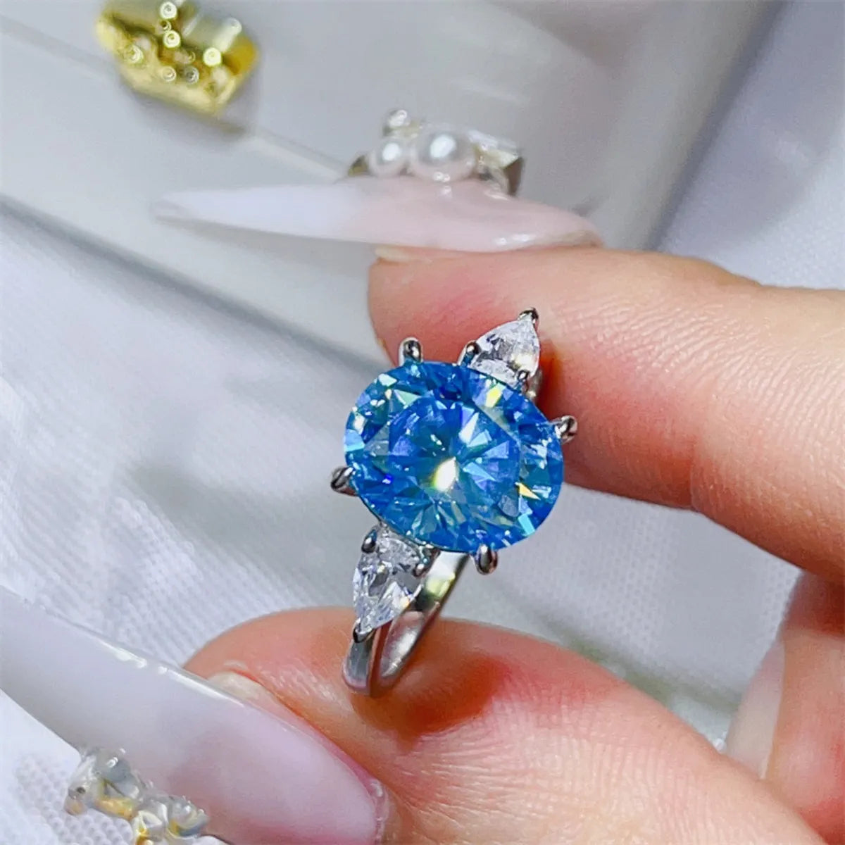 Fashorio 3 Carat Moissanite 925 Sterling Silver Ring