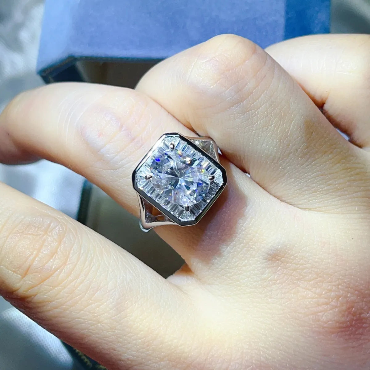 Fashorio 3 Carat Moissanite Engagement Square Ring