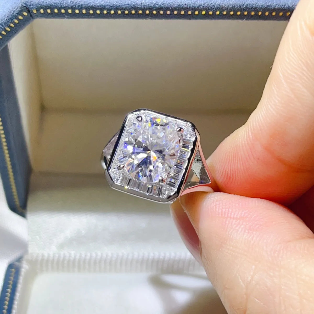 Fashorio 3 Carat Moissanite Engagement Square Ring