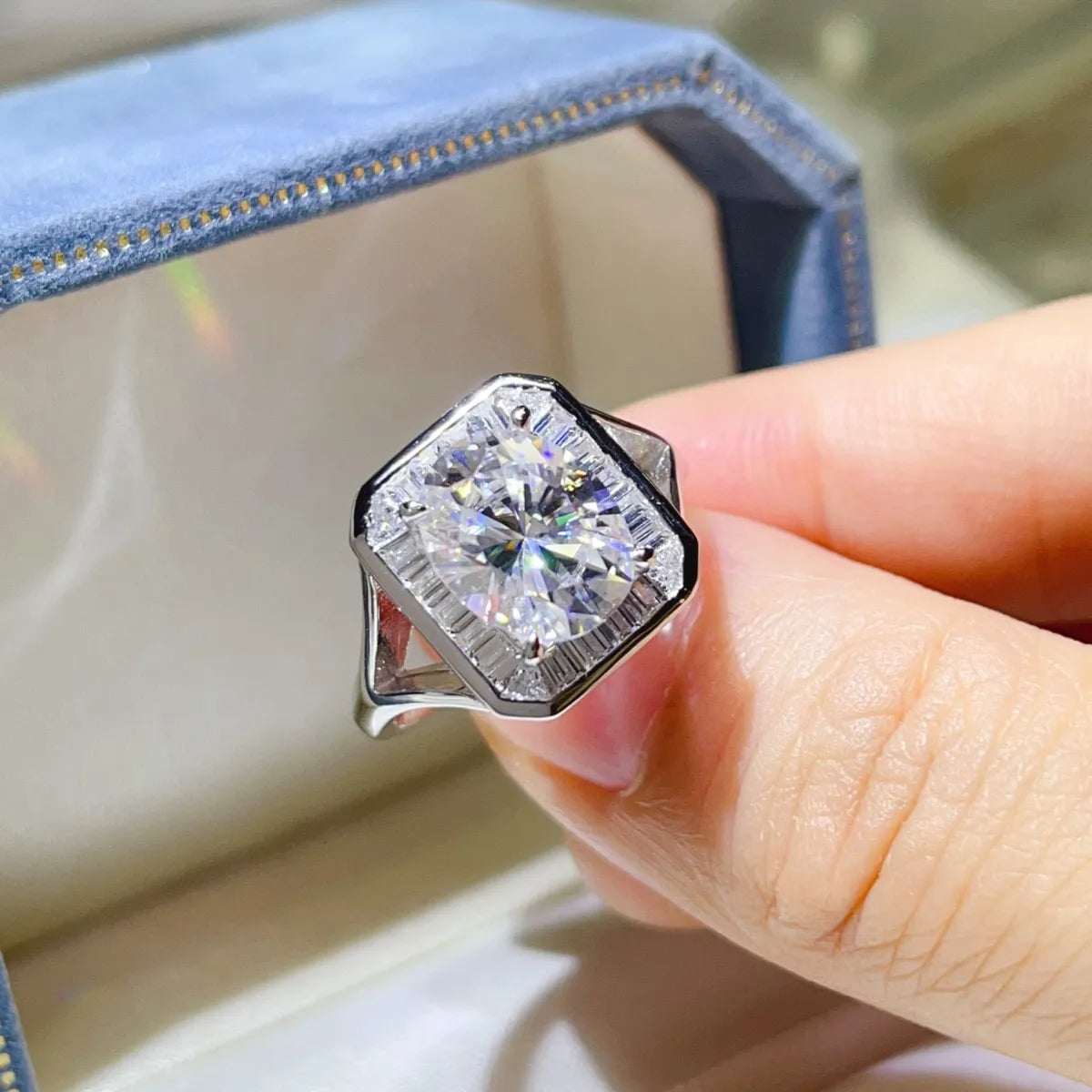 Fashorio 3 Carat Moissanite Engagement Square Ring
