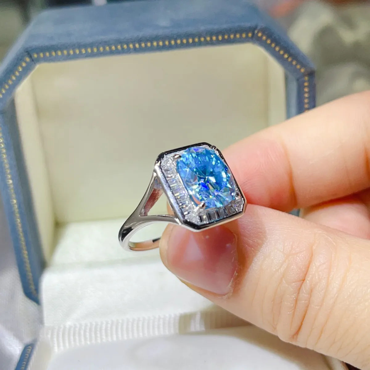 Fashorio 3 Carat Moissanite Square Ring