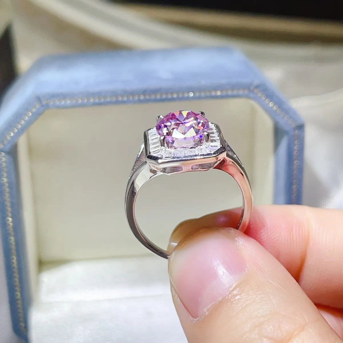 Fashorio 3 Carat Moissanite Square Ring