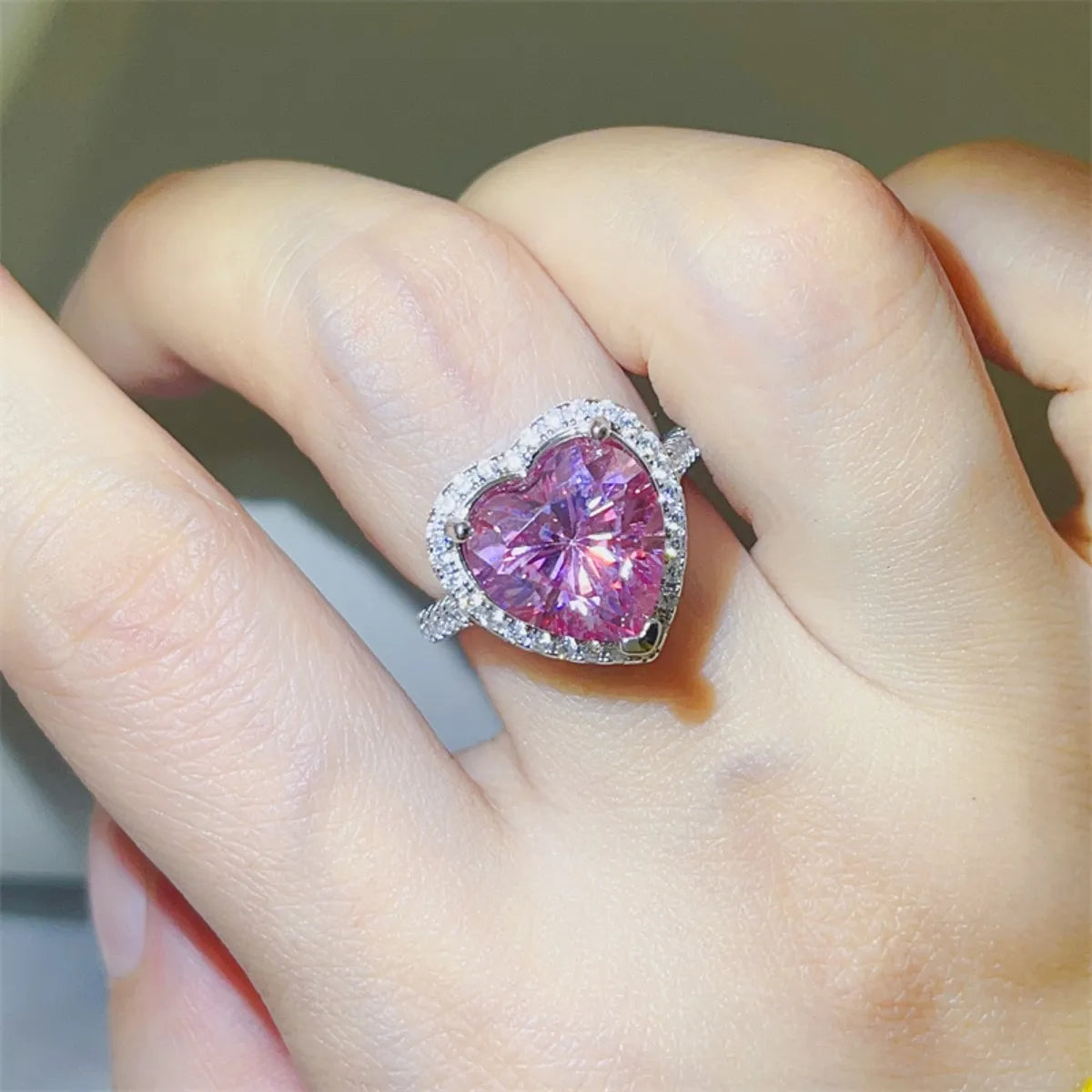 Fashorio 5 Carat Moissanite 925 Sterling Silver Heart Ring