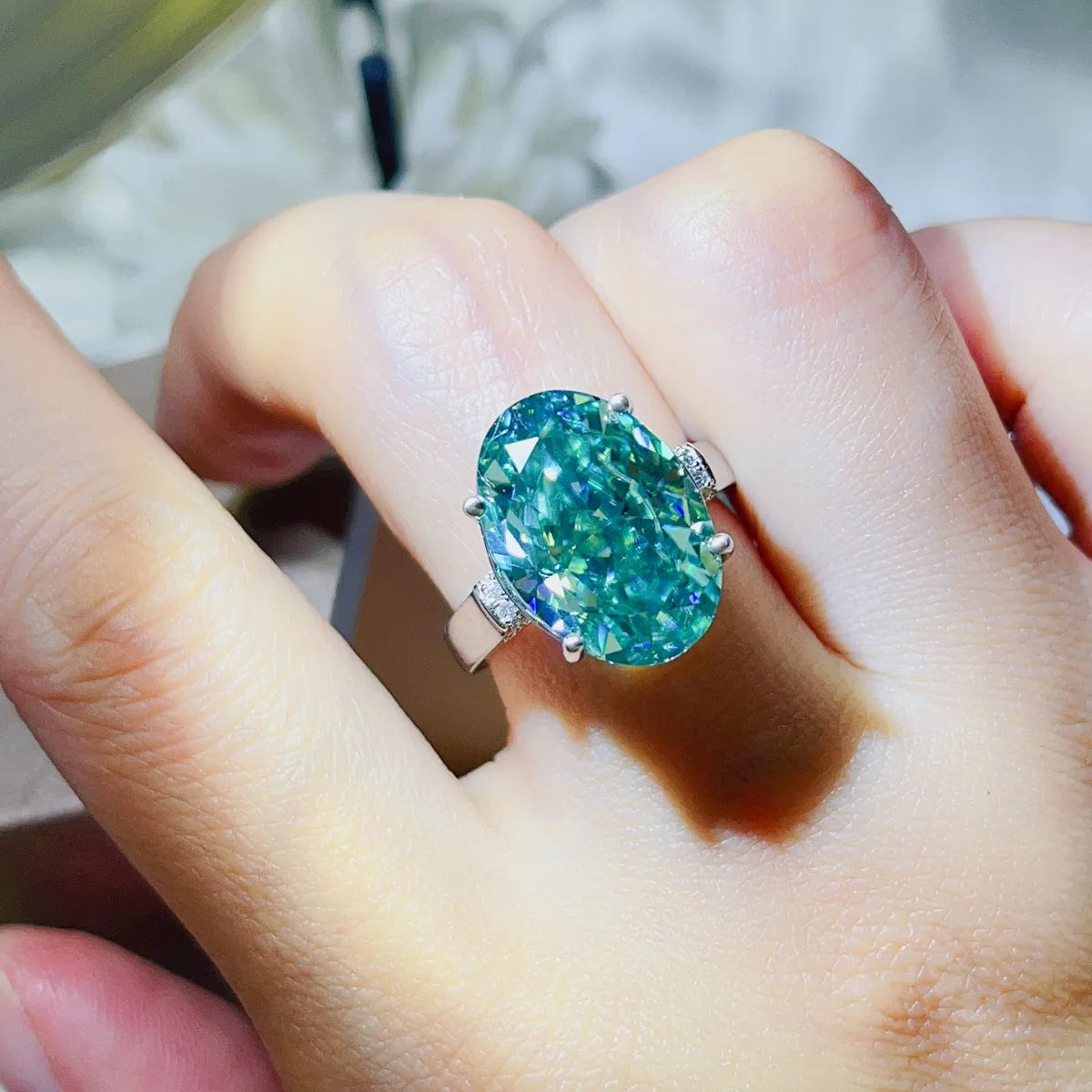 Fashorio 5 Carat Moissanite 925 Sterling Silver Ring