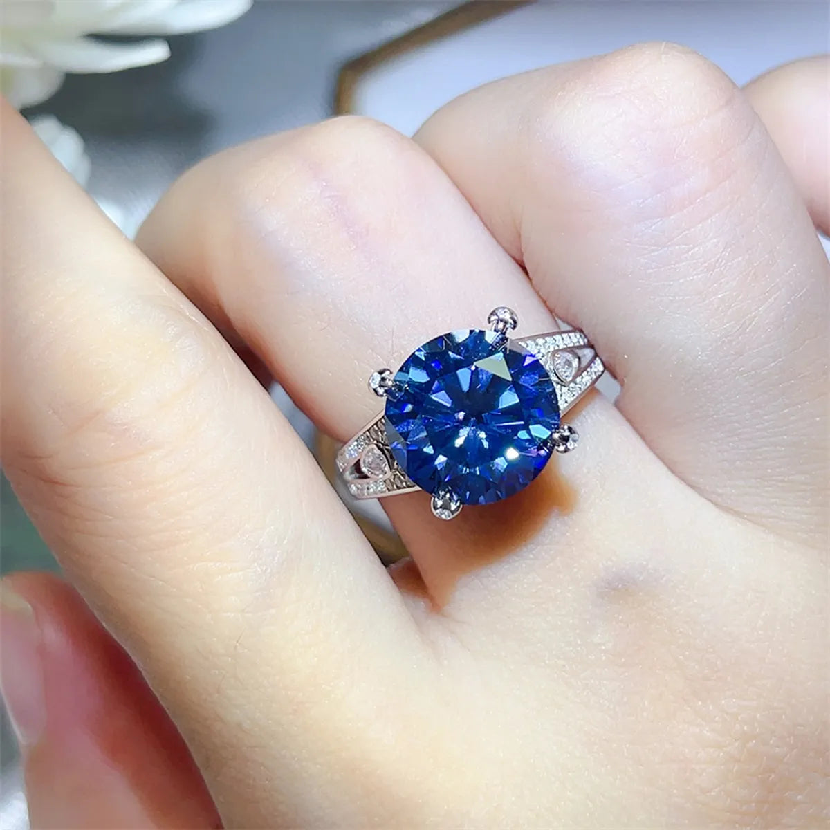 Fashorio 5 Carat Moissanite 925 Sterling Silver Ring