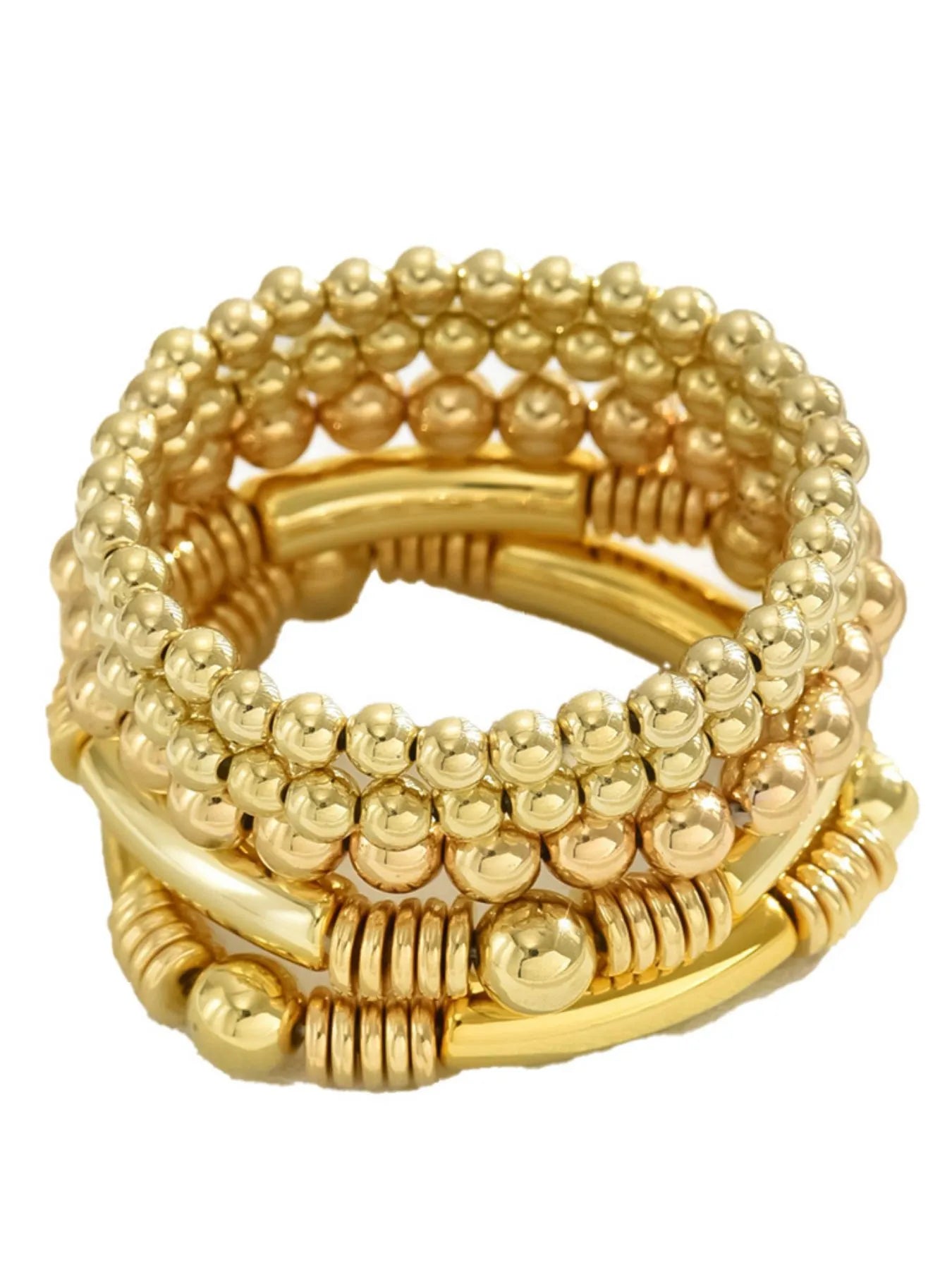 Fashorio 5 Piece Stainless Steel Beaded Bracelet