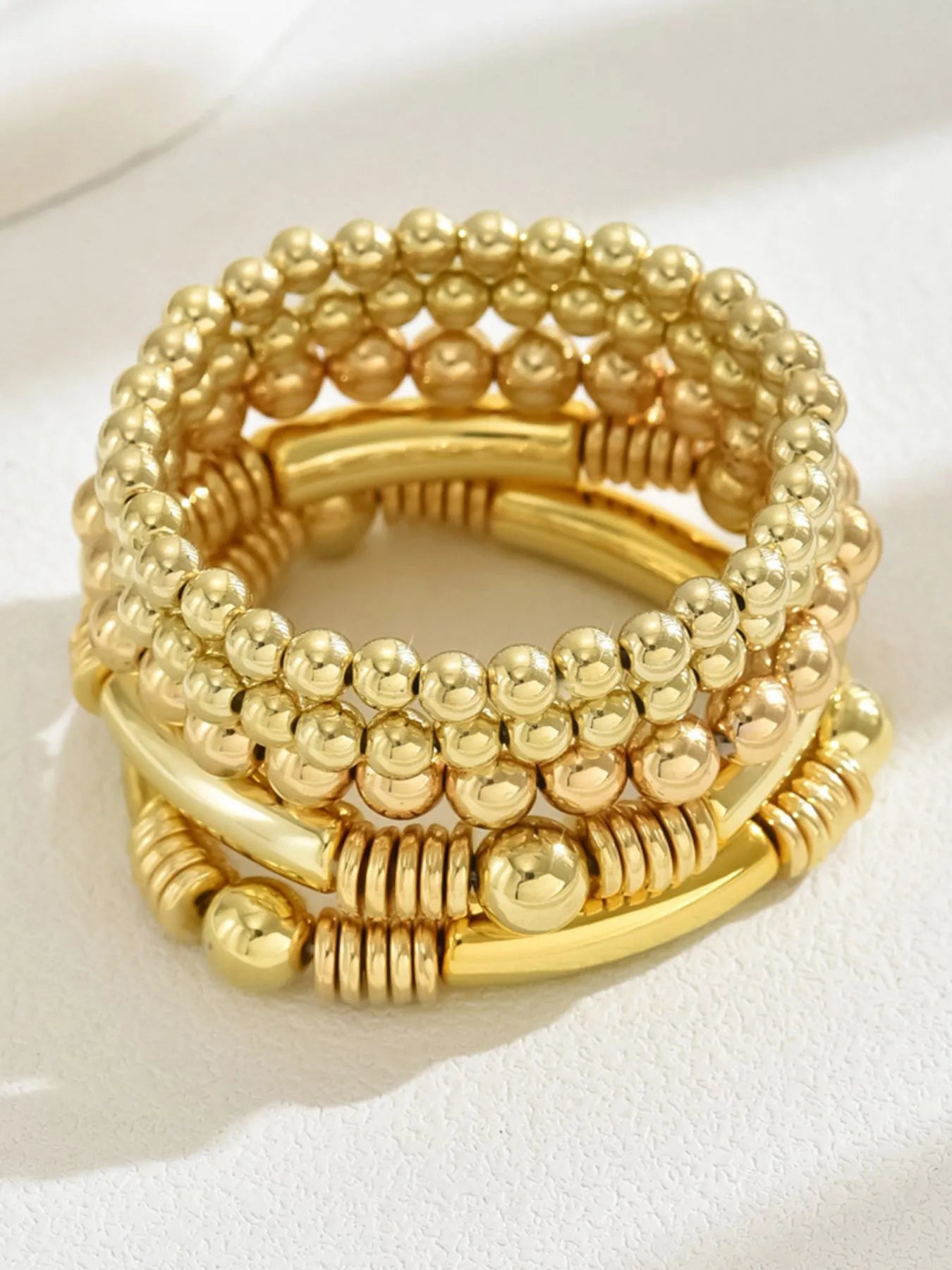 Fashorio 5 Piece Stainless Steel Beaded Bracelet