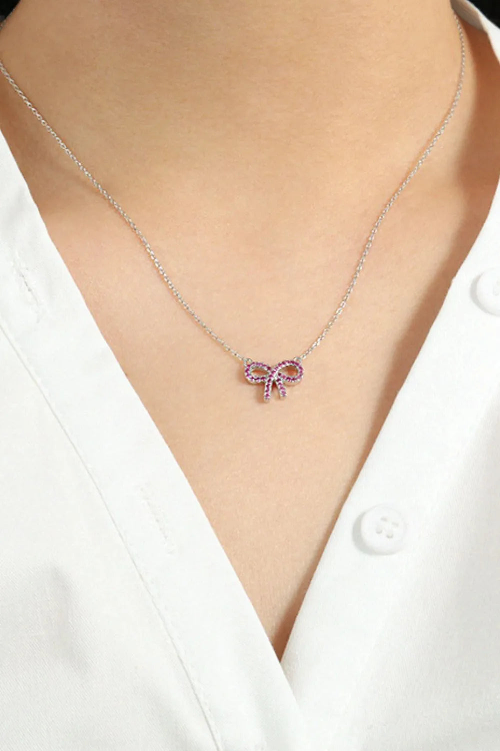 Fashorio 925 Sterling Silver Bow Necklace