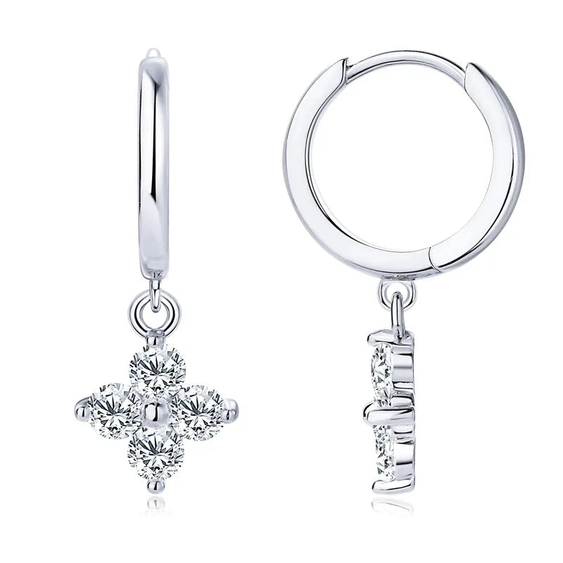 Fashorio 925 Sterling Silver Moissanite Hoop Drop Earrings