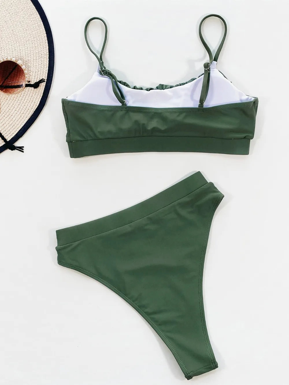 Fashorio Adjustable Strap Ruched Two-Piece Swim Set