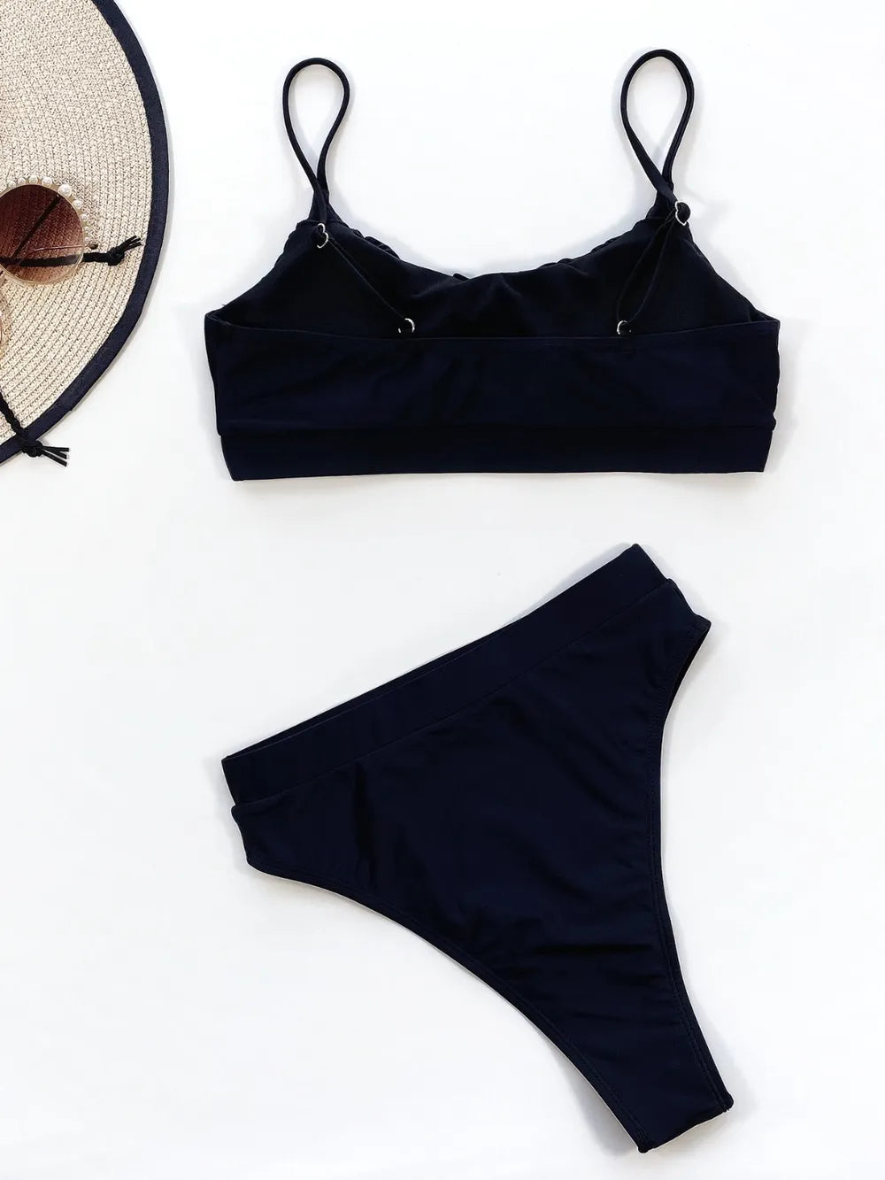 Fashorio Adjustable Strap Ruched Two-Piece Swim Set