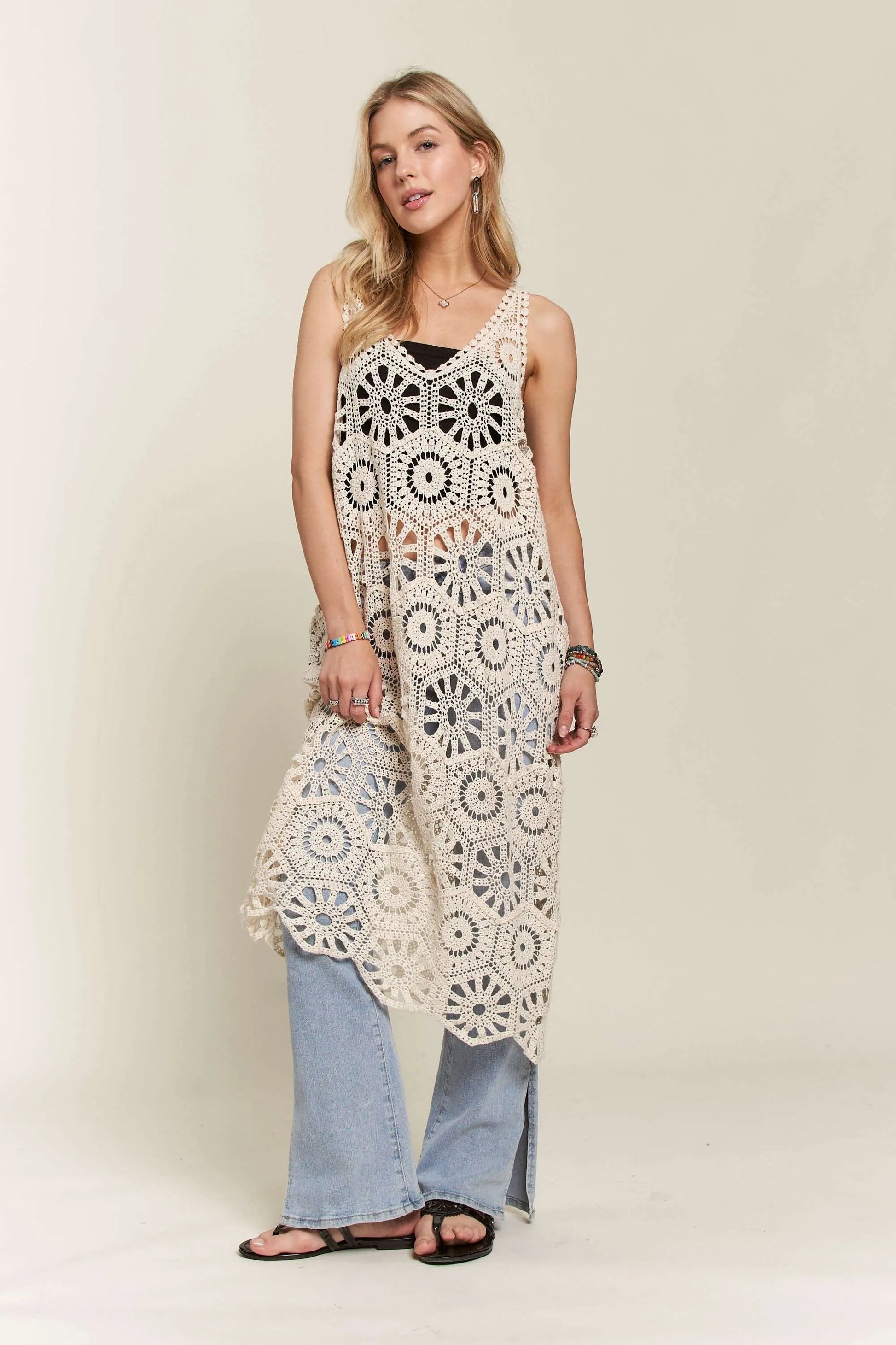 Fashorio ADORA Crochet Cover-Up Tunic Top