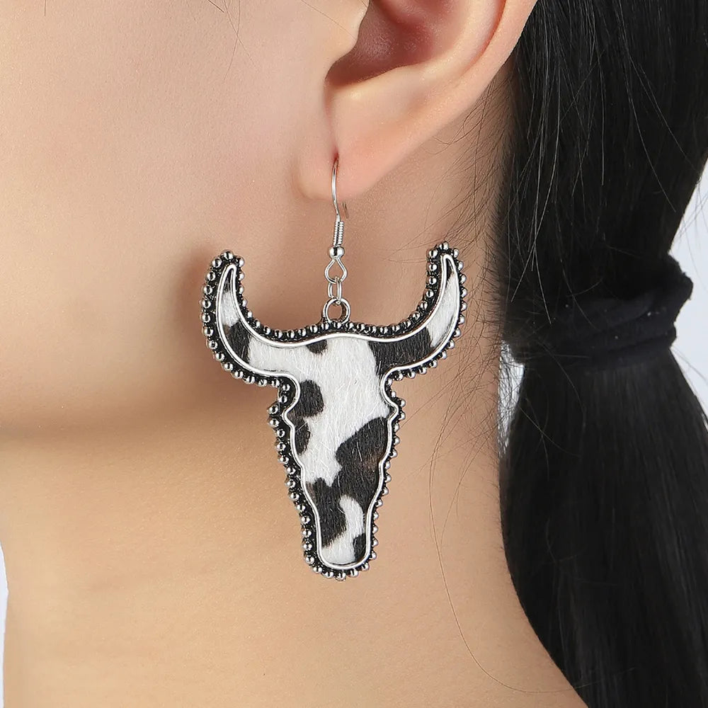 Fashorio Alloy Animal Print Cow Head Earrings