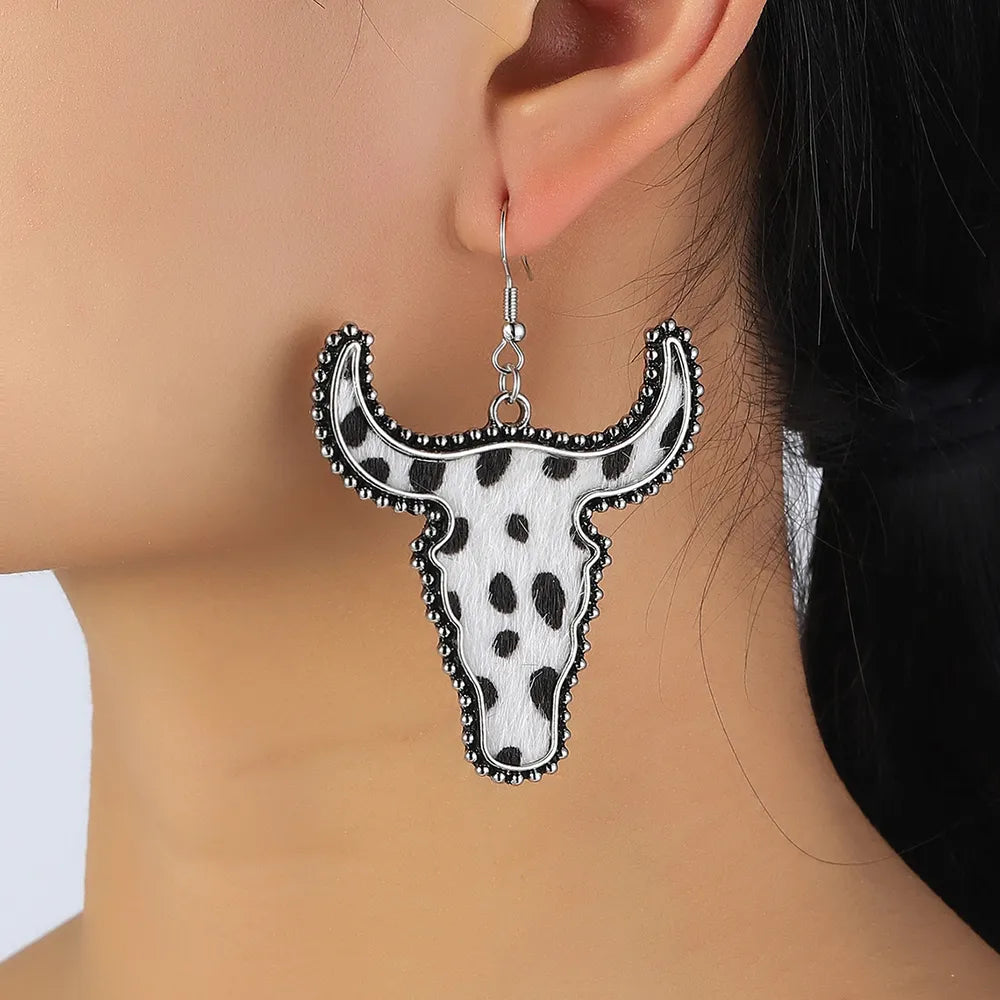 Fashorio Alloy Animal Print Cow Head Earrings
