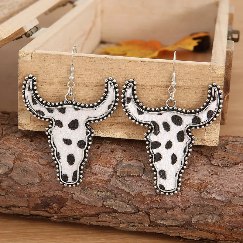 Fashorio Alloy Animal Print Cow Head Earrings