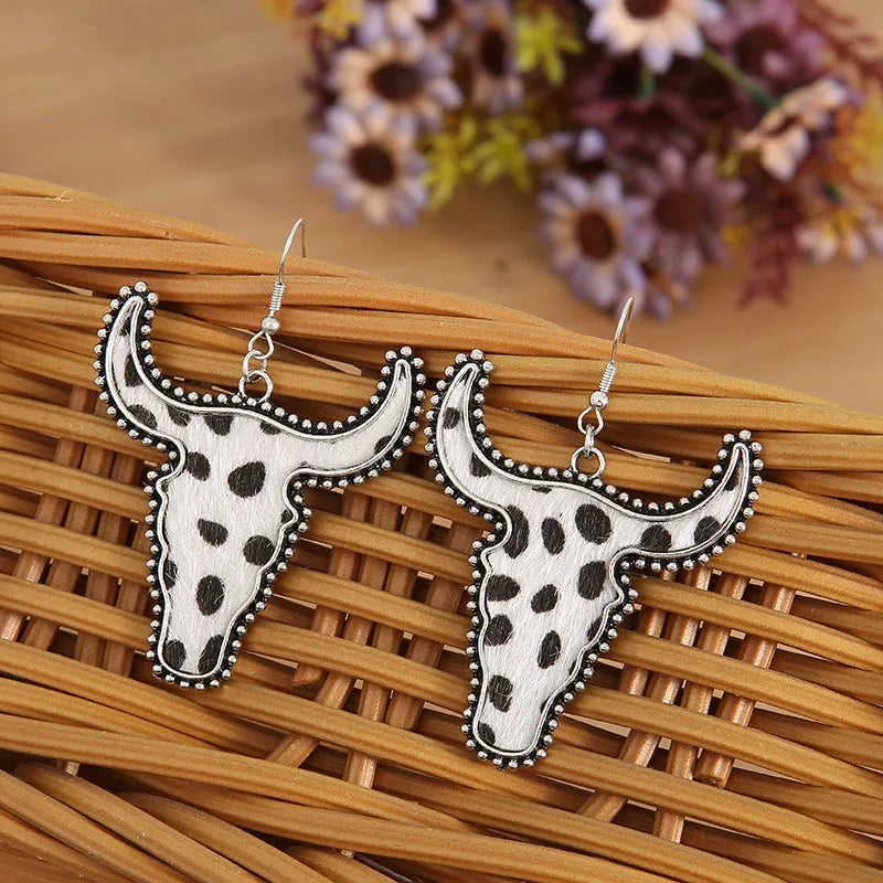 Fashorio Alloy Animal Print Cow Head Earrings