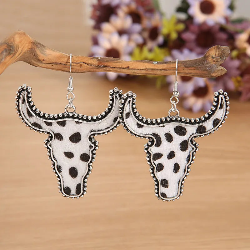 Fashorio Alloy Animal Print Cow Head Earrings