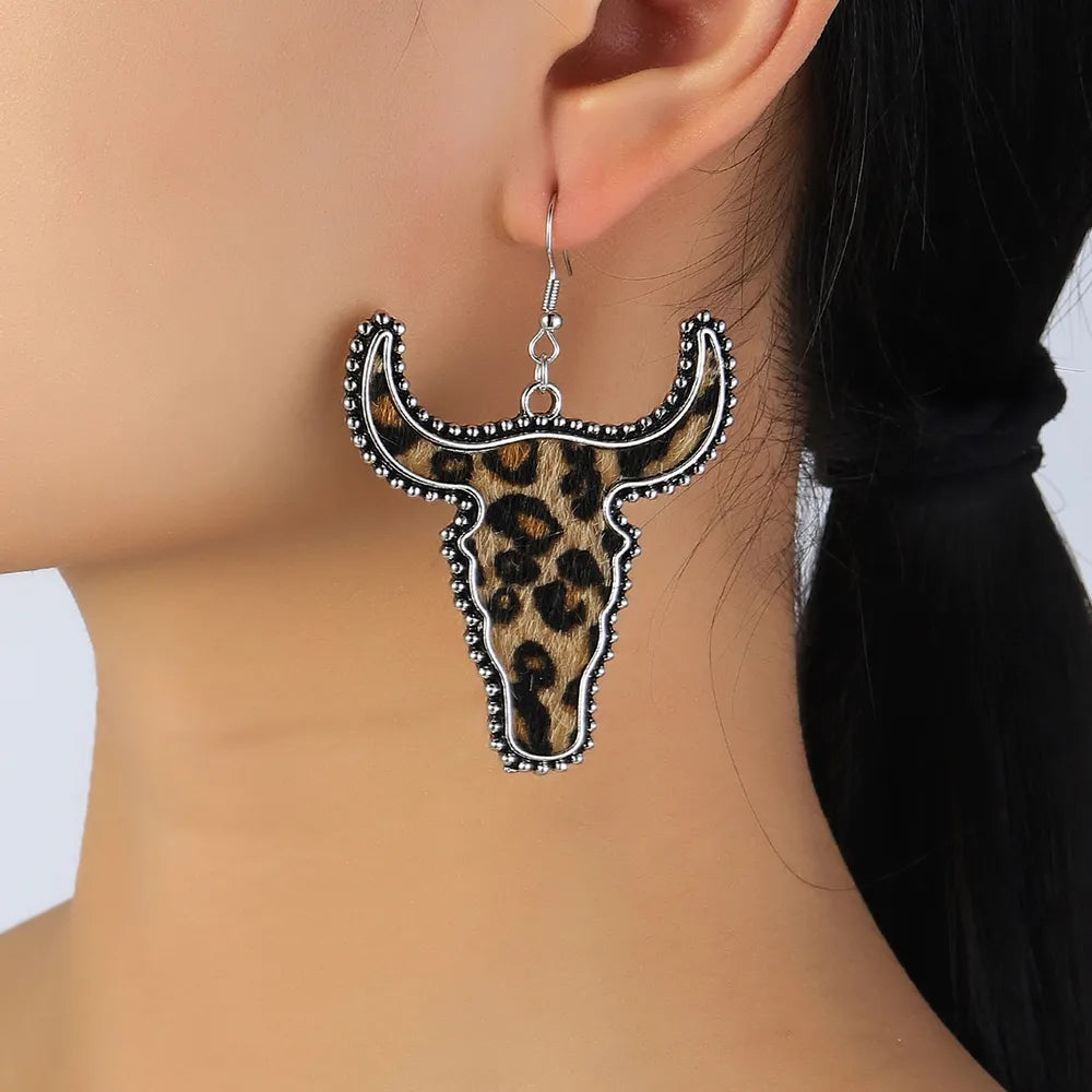 Fashorio Alloy Animal Print Cow Head Earrings
