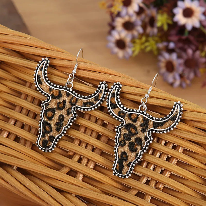 Fashorio Alloy Animal Print Cow Head Earrings